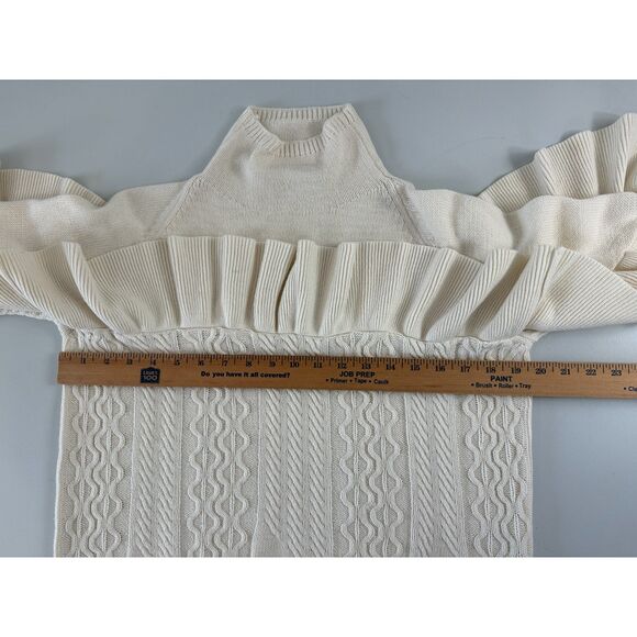 Project Naadam Women's Ruffle Cream Ivory Sweater Cotton Acrylic Size S - Picture 8 of 12